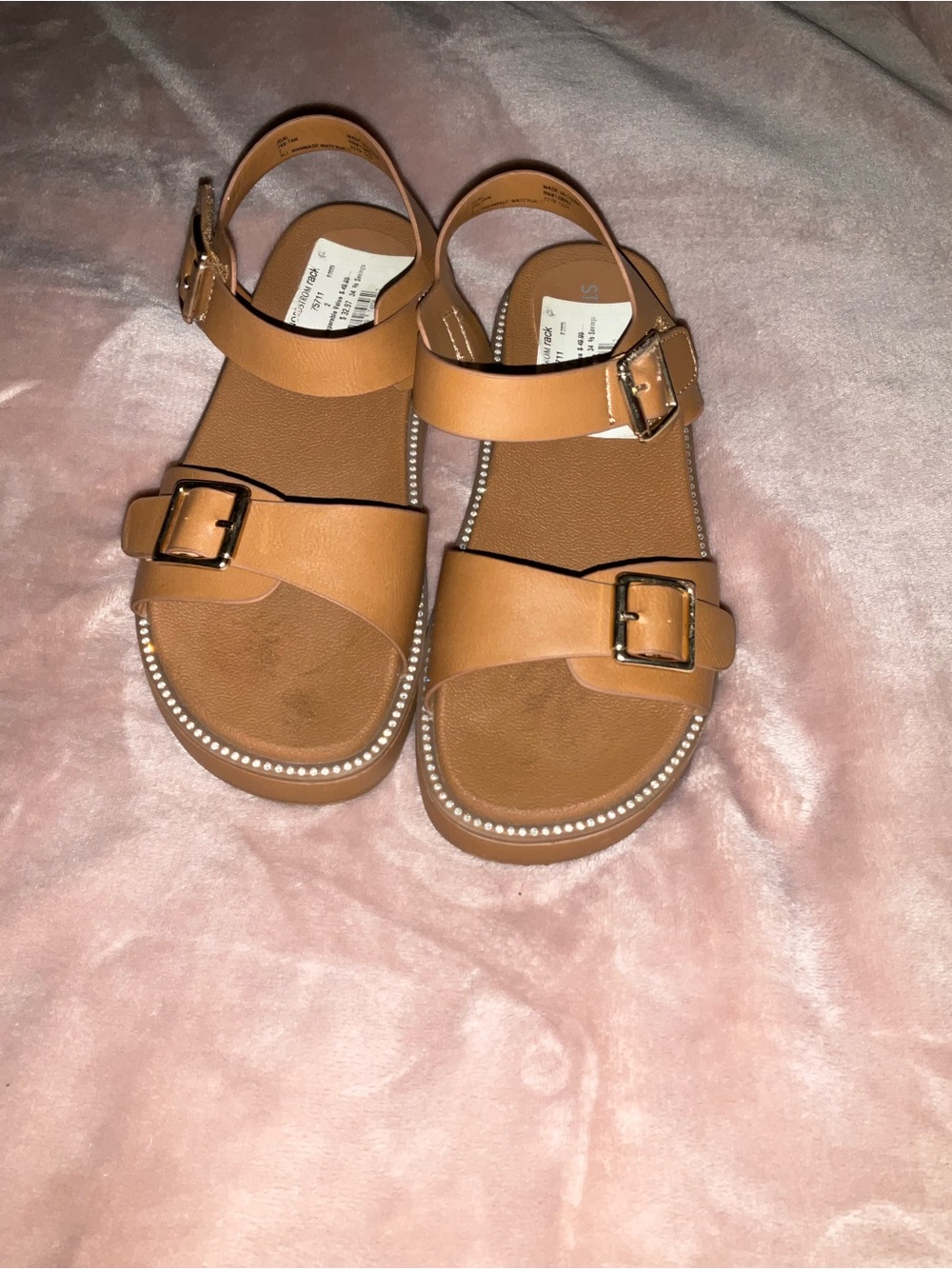 Steve Madden Kids Tan Double-Buckle Sandals